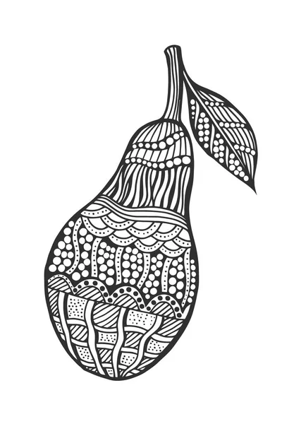 Fetta Decorativa Avocado Isolato Sfondo Bianco Illustrazione Vettoriale Disegno Mano — Vettoriale Stock