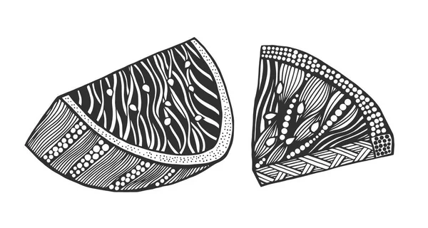 Sandía Zentangle Ilustración Vectorial Estilizado Lápiz Dibujado Mano Encaje Arte — Vector de stock