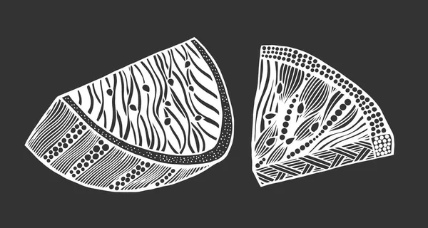 Арбуз Скручивает Стилизованную Векторную Иллюстрацию Ручным Карандашом Кружево Дзен Искусство — стоковый вектор