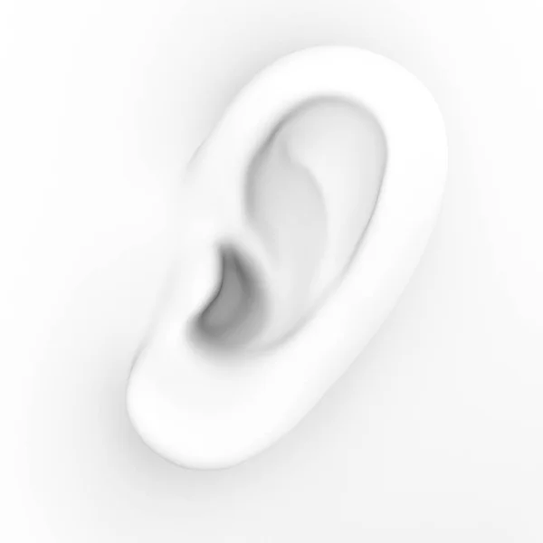 Three Dimensional White Soft Human Ear White Background Render — Stock Photo, Image