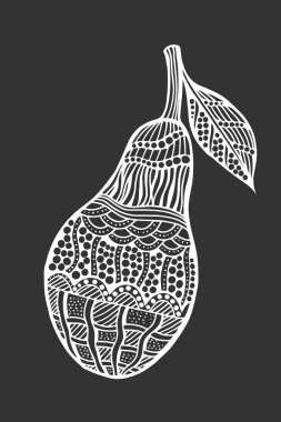 Beyaz arka plan üzerinde dekoratif dilim izole avokado. Vektör çizim. El çizimi