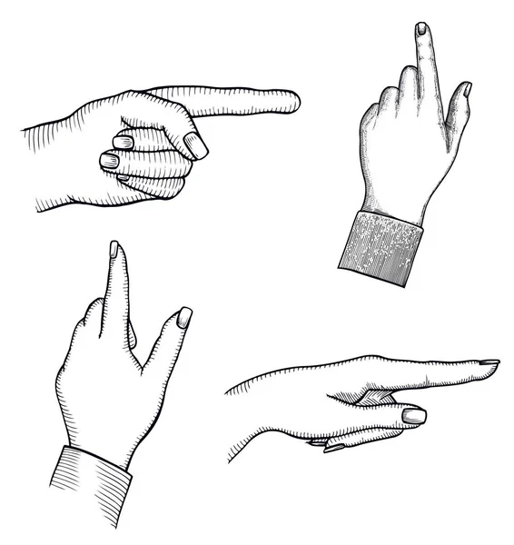 Man s hand, index finger shows gesture upward or presses virtual button,  illustration.