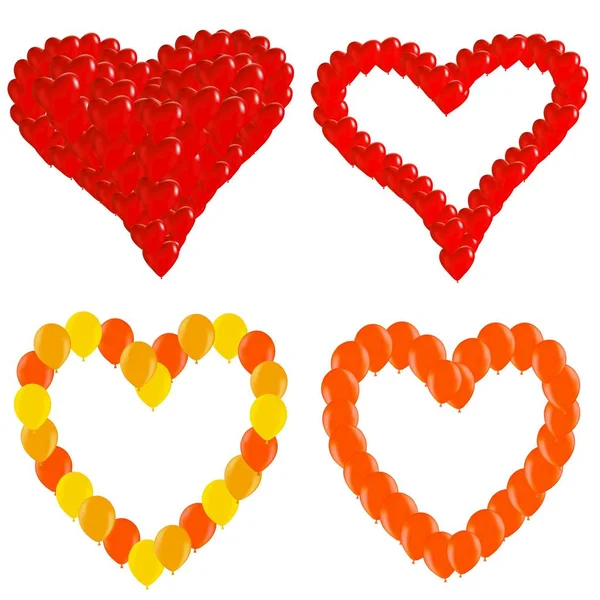 Červené Balónky Podobě Valentinky Srdce Ilustrace — Stock fotografie