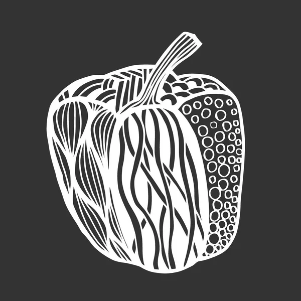 Векторный Монохромный Декоративный Колокольчик Пластырем Ручной Рисунок Декоративного Овоща — стоковый вектор