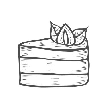 Tatlı ve beyaz arka plan üzerinde izole tatlı pasta. El çizim illüstrasyon vektör.