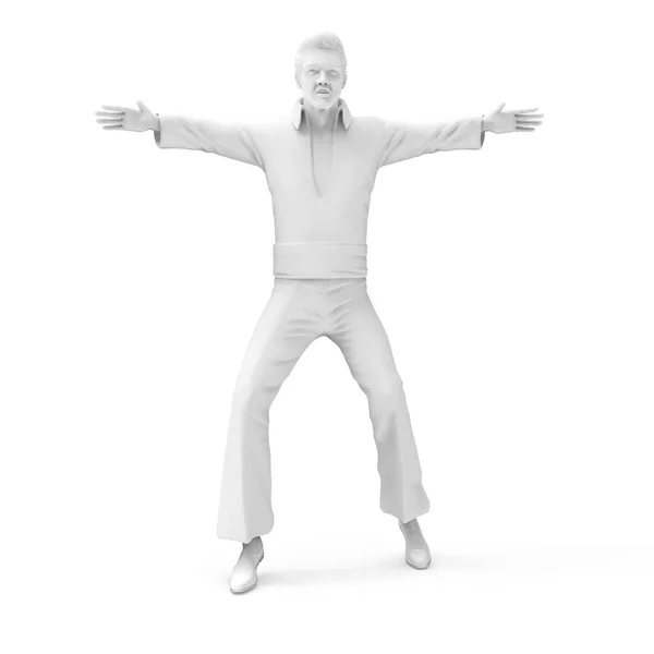 Renderizar Famoso Cantante Estadounidense Elvis Presley Bailando Sobre Fondo Blanco — Foto de Stock