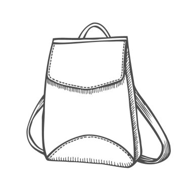 El vektör sırt çantası çekilmiş. Dağ turizm ekipmanları. Vektör çizim