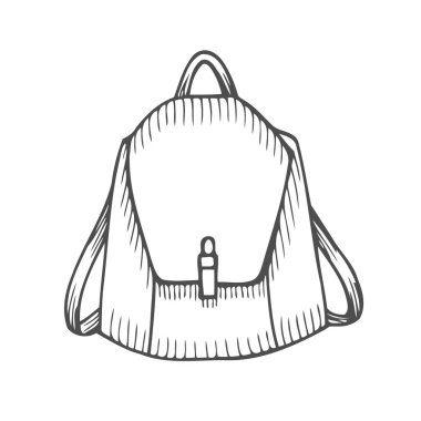 El vektör sırt çantası çekilmiş. Dağ turizm ekipmanları. Vektör çizim