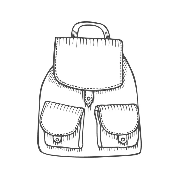 Mochila Vetor Desenhada Mão Equipamento Turístico Montanha Ilustração Vetorial — Vetor de Stock