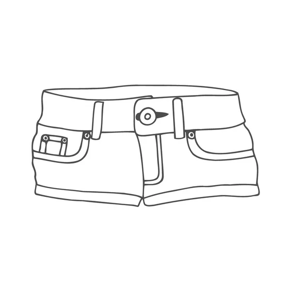 ベクター グラフィックで女性デニムのショート パンツのファッション技術スケッチ — ストックベクタ
