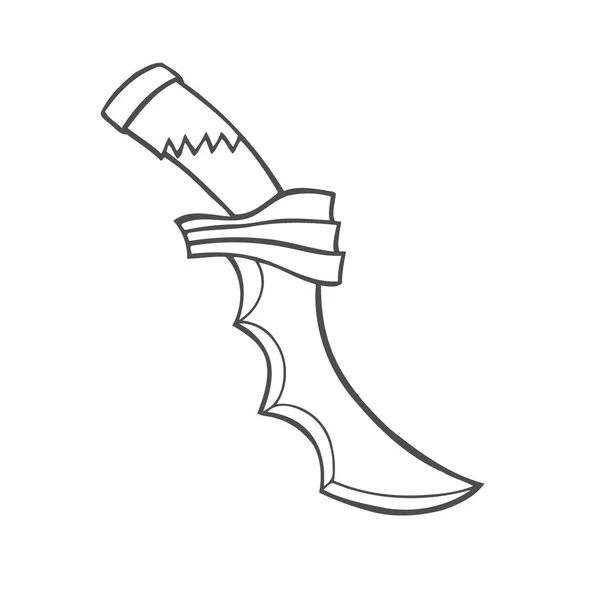 Cuchillo Vintage Dibujado Mano Esbozo Arma Afilada Ilustración Vectorial — Archivo Imágenes Vectoriales