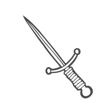 Hançer kontur görüntüsü. T-shirt ve diğer öğeleri yazdırma dövmeleri, çizimler oluşturmak için beyaz arka plan üzerinde izole vektör çizim.