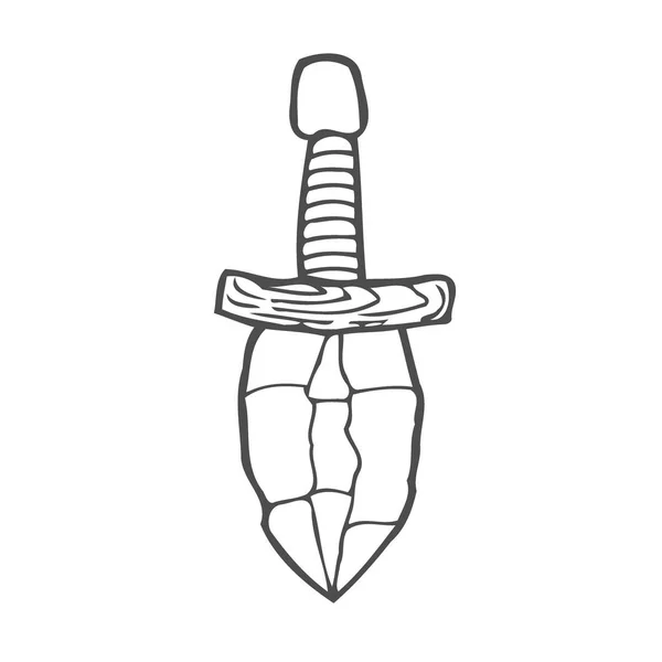 匕首的轮廓图像 在白色背景上隔离的矢量插图 用于创建纹身草图 T恤衫和其他物品上打印 — 图库矢量图片