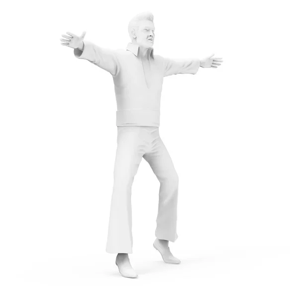 Καθιστούν Γνωστό Μας Τραγουδιστής Elvis Presley Χορεύοντας Λευκό Φόντο — Φωτογραφία Αρχείου