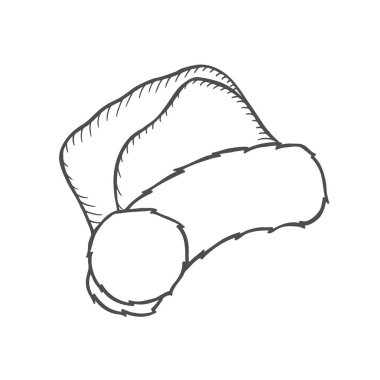 Noel Baba şapkası çizilmiş kroki ver. Mürekkep santa şapka veya uyku kap doodle