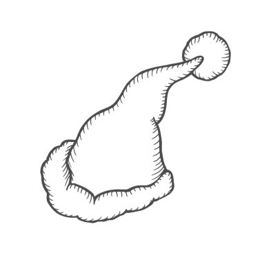 Noel Baba şapkası çizilmiş kroki ver. Mürekkep santa şapka veya uyku kap doodle