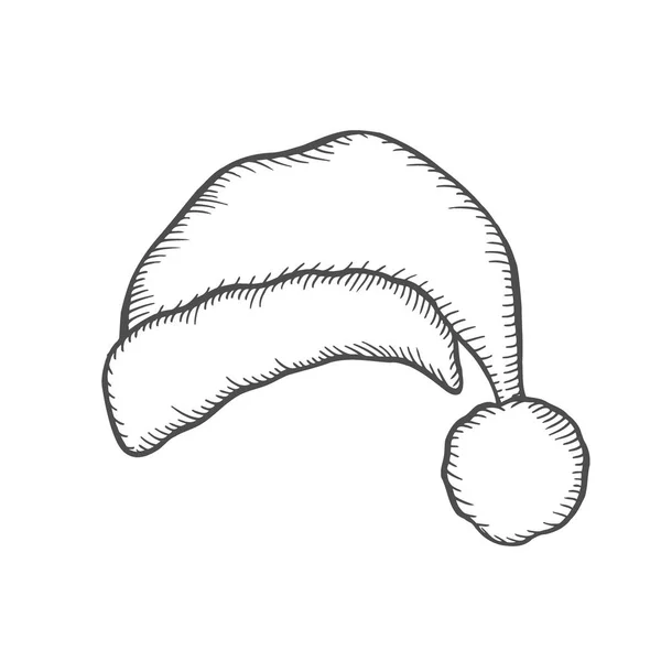 Ručně Tažené Skica Santa Hat Doodle Inkoust Santa Klobouk Nebo — Stockový vektor