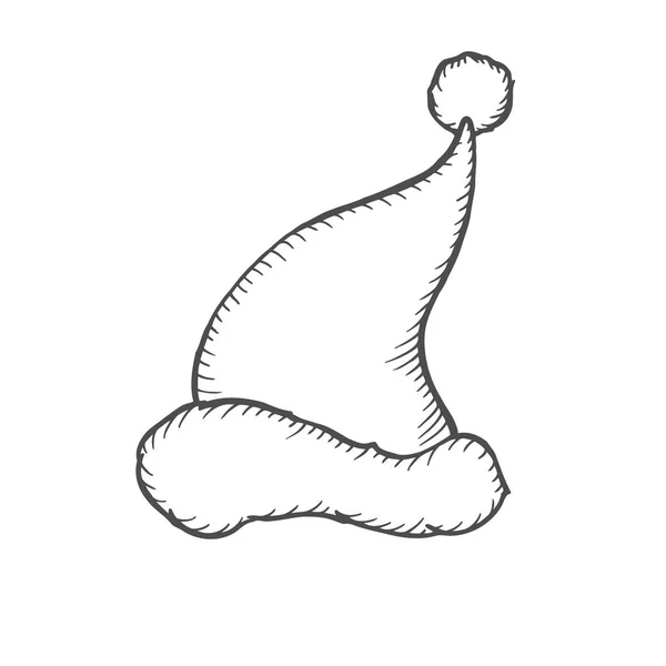 Ručně Tažené Skica Santa Hat Doodle Inkoust Santa Klobouk Nebo — Stockový vektor