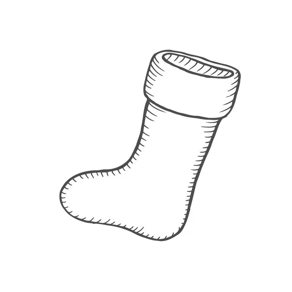 Εικονογράφηση Διανύσματος Χειροποίητο Σκίτσο Χριστουγεννιάτικης Κάλτσας Για Δώρα Γελοιογραφία Απομονωμένα — Διανυσματικό Αρχείο