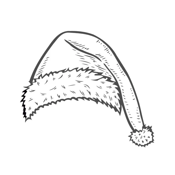 Ručně Tažené Skica Santa Hat Doodle Inkoust Santa Klobouk Nebo — Stockový vektor