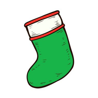 Vektör Noel çorap. El çizimi çekilmiş.