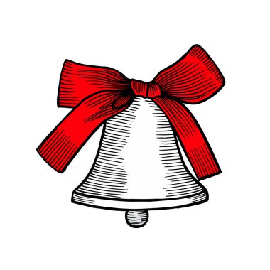 Noel çanları. Suluboya illüstrasyon vektör beyaz izole.