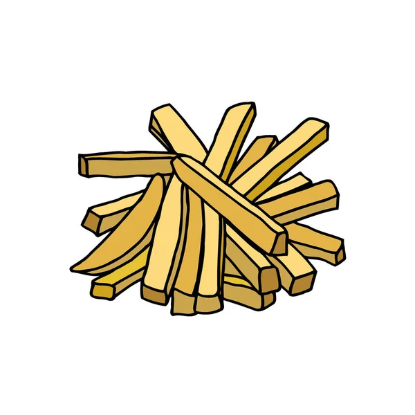 Papas Fritas Dibujo Dibujado Mano Ilustración Vectorial Aislada Sobre Fondo — Vector de stock