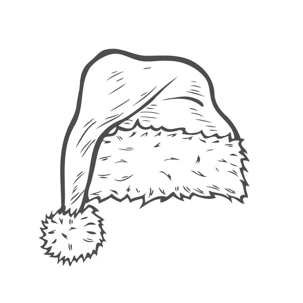 Handgezeichnete Skizze Des Weihnachtsmannes Kritzeltinte Weihnachtsmütze Oder Schlafmütze — Stockvektor