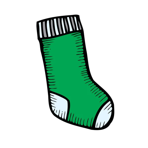 Vector Van Christmas Stocking Hand Getekende Illustratie — Stockvector