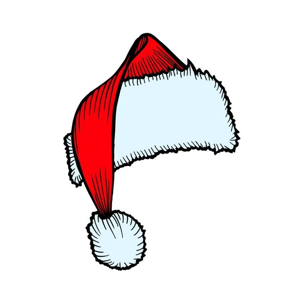 Handritade Jultomten Hatt Jul Tillbehör Isolerad Vit — Stock vektor