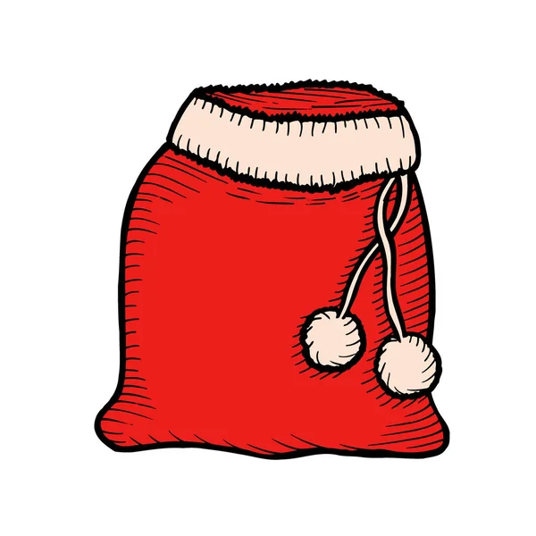 Sac Rouge Père Noël Isolé Sur Blanc Grand Sac Noël — Image vectorielle