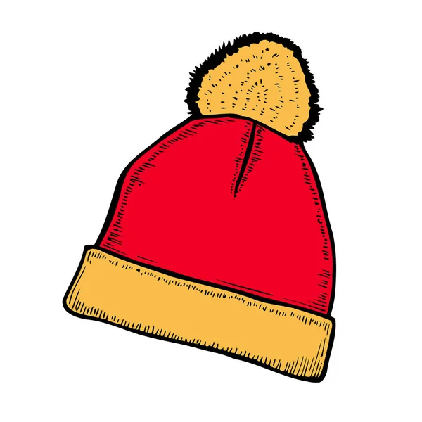 Κόκκινο Και Λευκό Πλεκτό Καπέλο Εικονίδιο Ύφος Κινούμενων Σχεδίων Λευκό — Διανυσματικό Αρχείο