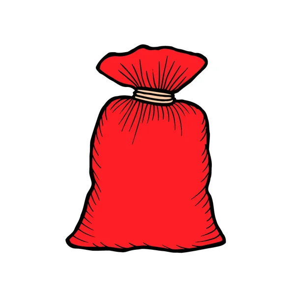 Bolsa Roja Santa Claus Aislada Blanco Big Christmas Sack Concepto — Archivo Imágenes Vectoriales