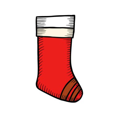Vektör Noel çorap. El çizimi çekilmiş.