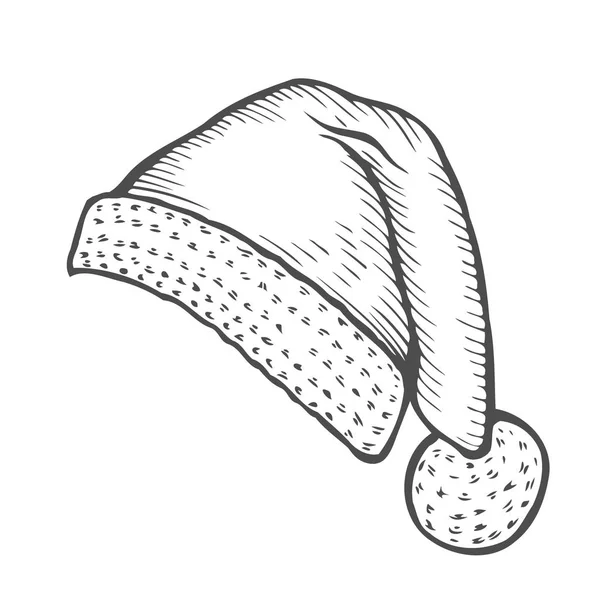 Ручной Рисунок Санта Шляпы Дудл Чернила Санта Шляпа Спальный Колпак — стоковый вектор