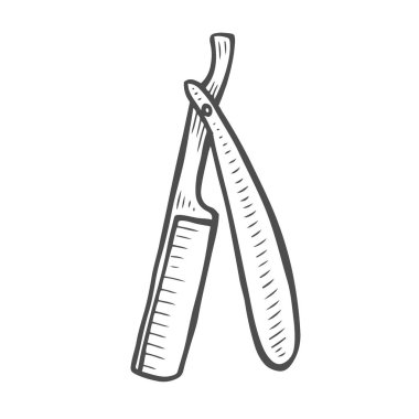 Kuaför Salonu. Elle çizilmiş razorin kroki tarzı. El yapımı yazı. Vektör çizim