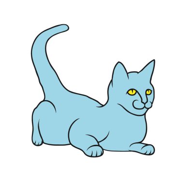 Mavi sevimli kedi, beyaz arka plan üzerinde vektör çizim