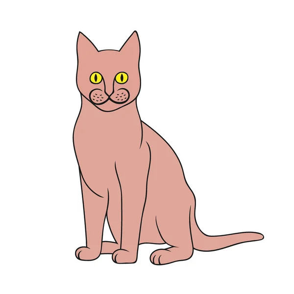 Roze Schattige Kat Vectorillustratie Witte Achtergrond — Stockvector