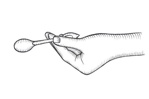 Рука Ложкой Окрашена Старом Стиле Гравировки — стоковый вектор