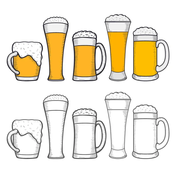 Glazen Bier Met Krans Van Hop Vintage Gravure Vectorillustratie Voor — Stockvector