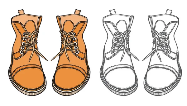 Conjunto Zapatos Botas Ilustración Vectorial Aislado Blanco — Archivo Imágenes Vectoriales