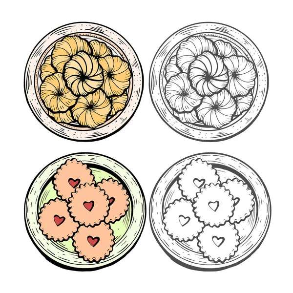 Dessiné Main Bonbons Orientaux Illustration Vectorielle Nourriture Moyen Orient Menu — Image vectorielle