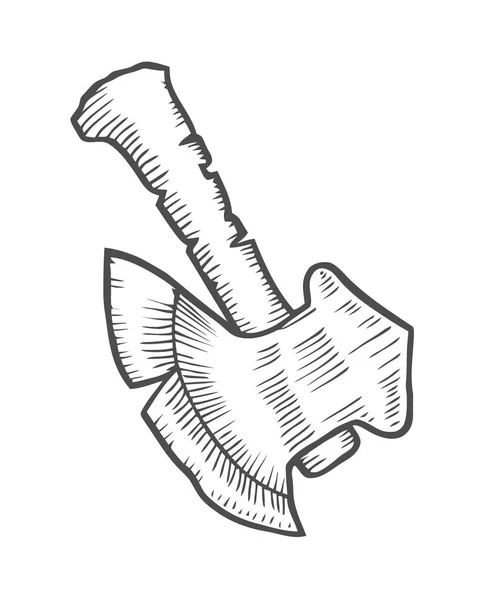 手描きの軸スケッチのシンボル トレンディスタイルのベクトルハチェット要素 — ストックベクタ