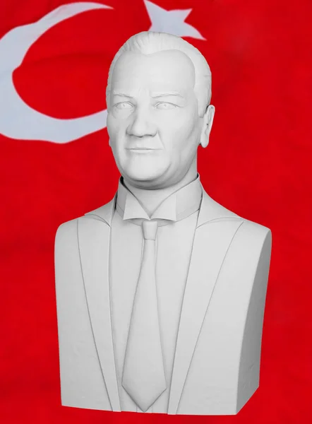 Мустафа Кемаль Ататюрк Основатель Турецкой Республики Фоне Трехмерной Иллюстрации Флага — стоковое фото