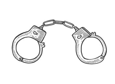 Kelepçe. Elle çizilmiş Vintage vektör siyah oyma. Beyaz arka plan üzerinde izole. Şık tasarım kroki çizim ile