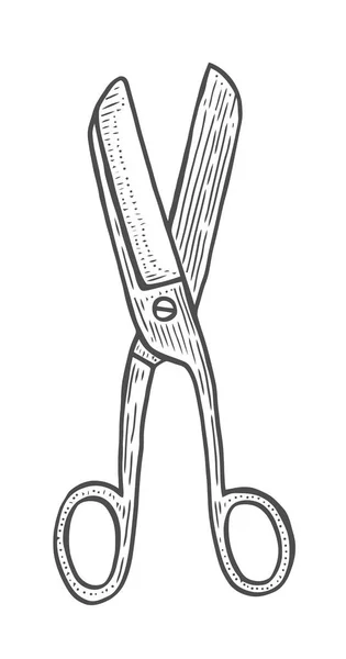 Illustrazione Vettoriale Delle Forbici Vintage Disegnate Mano Isolato Bianco — Vettoriale Stock