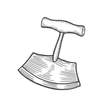 Eski bıçak, budayıcı, ax mutfak eşyaları antika gravür tarzında