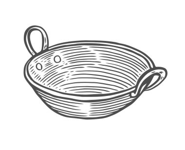 Derin bakır levha, gravür, antik tarzda el illüstrasyon boyalı.