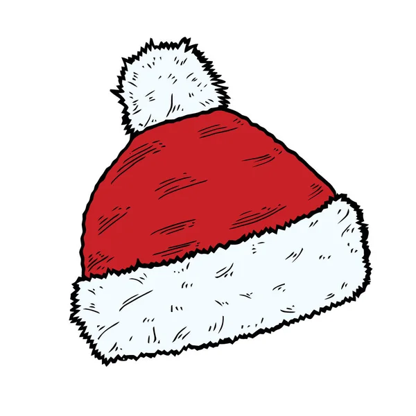 Santa Hatt Jul Cap Ikon Symbol Design Vinter Vektorillustration Isolerade — Stock vektor