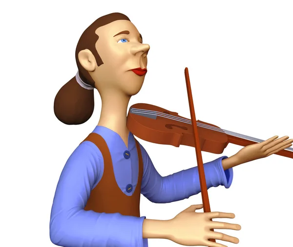 Render Illustration Une Violoniste Jouant Instrument Pour Violon Personnage Portret — Photo